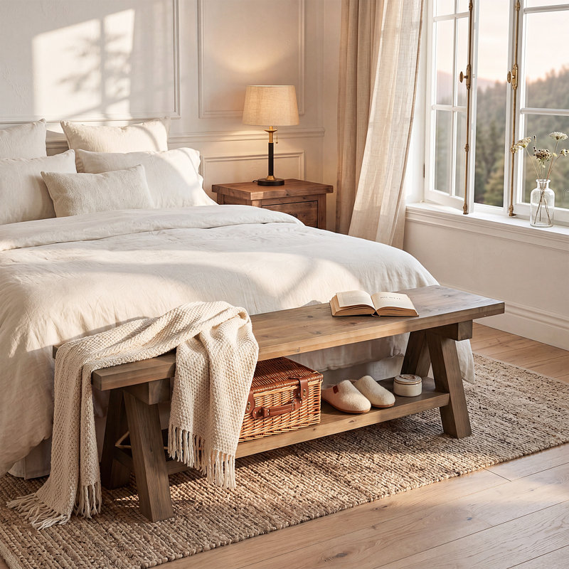 Solid Wood Storage Bench