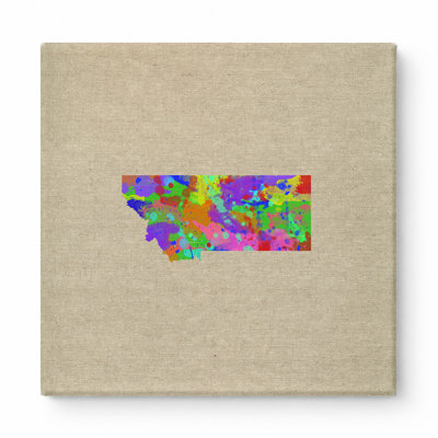 Montana State Map Colorful Splatter — Square Canvas Wall Art