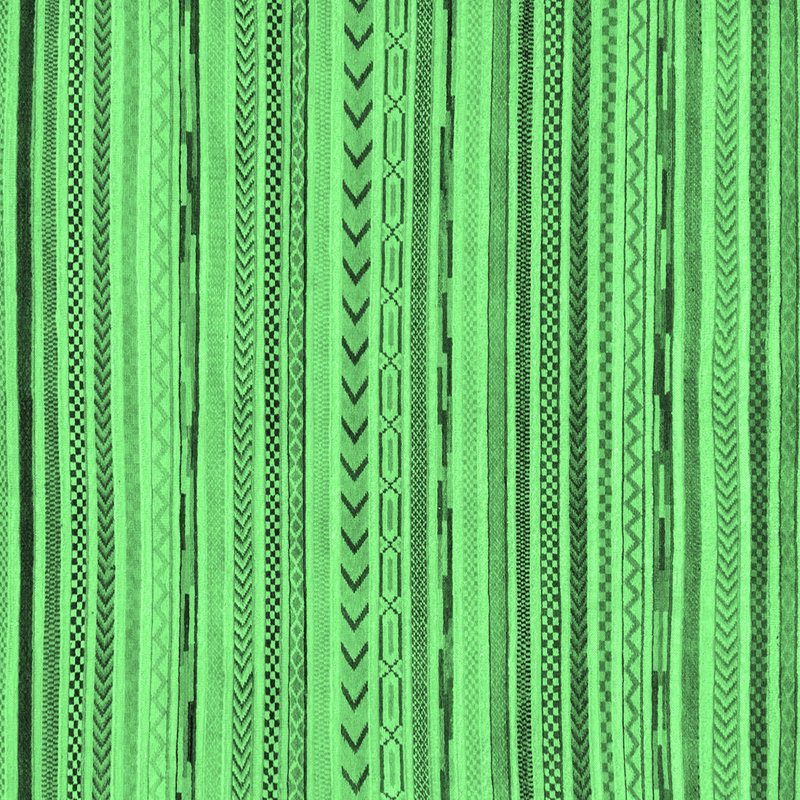 Tapis lavables à la machine à motif abstrait vert émeraude 2308, Carré 3 pi