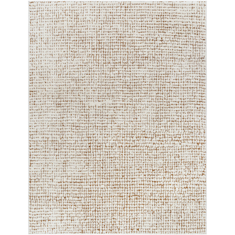 Tapis brun / crème en polyester tissé à la machine Catinella, Rectangle 9 pi 2 po x 12 pi