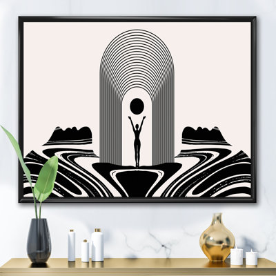 " Empowered Cosmic Women Geometric Goddess Series Black And White III "