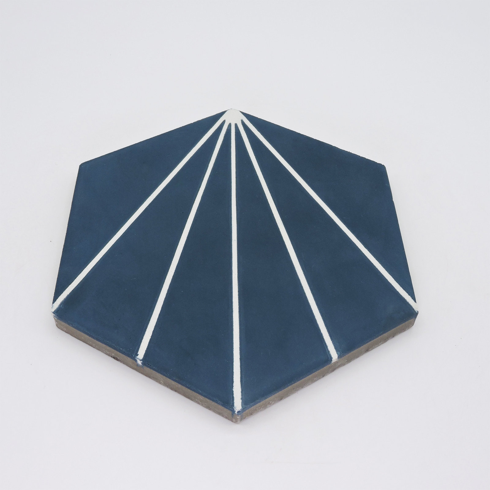 Menara 8" x 9" Cement Patterned Wall & Floor Tile, Navy Blue/White
