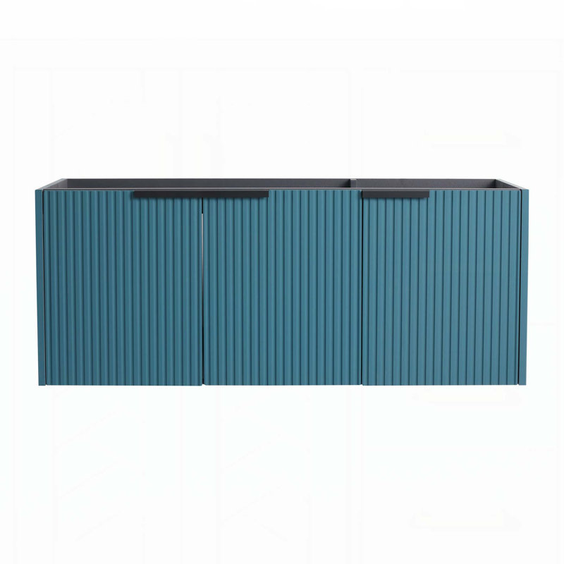 Meuble-lavabo de salle de bain élégant avec plusieurs caractéristiques et beaucoup de rangement, Bleu lac