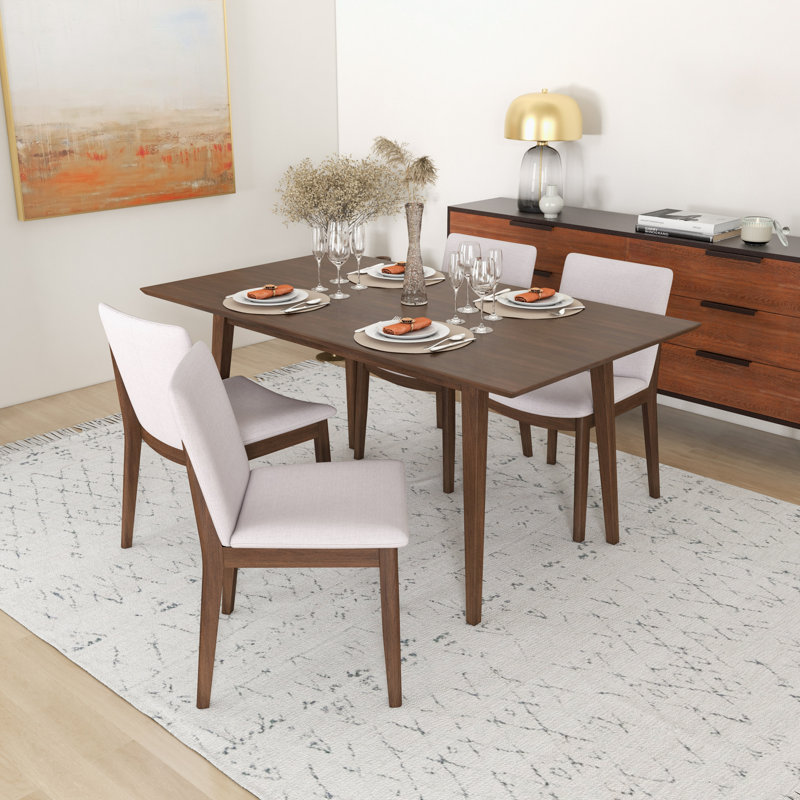 Ensemble repas pour 4 personnes Dipson, Noyer, Beige