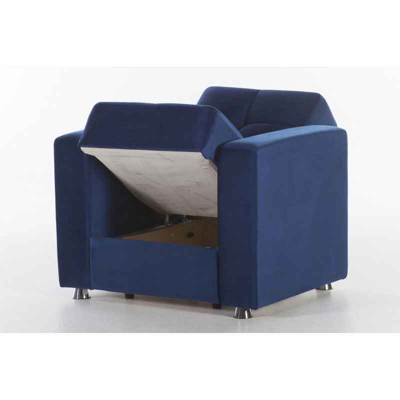 Elegant 36" Wide Tufted Velvet Armchair, Blue