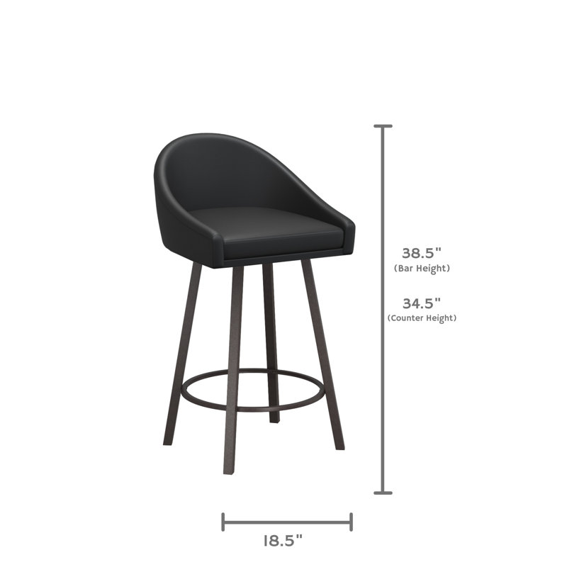 Tabouret de comptoir pivotant 26 po Aoibh, Noir, Tabouret de comptoir (siège d'une hauteur de 26 p