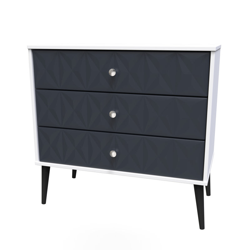 Carnlea 77cm W 3 - Drawer Chest of Drawers, Blue