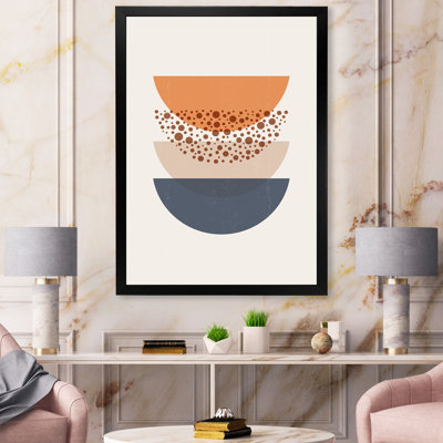 «Abstract Sun and Moon Geometrics in Blue and Orange», impression sur toile