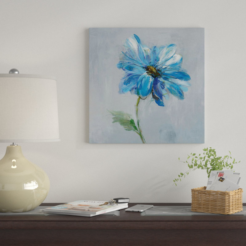 « floral fleuri i », reproduction sur toile, H 37 po x l 37 po x P 1,5 po, Papier d'art encadré noir, Pas de tapis