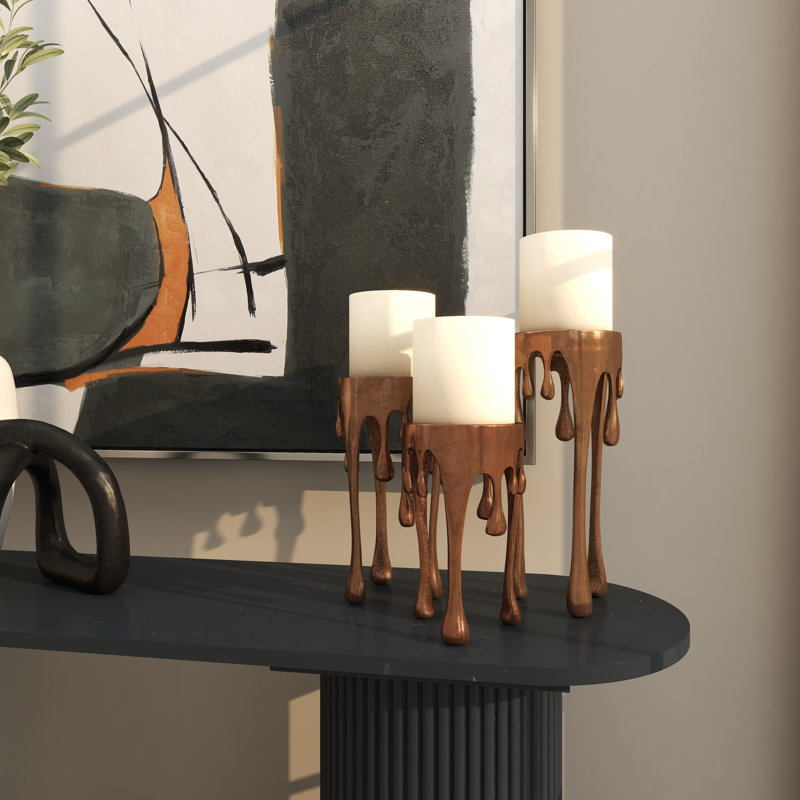 Moderna 11.80'' H Aluminum Tabletop Candlestick, Copper