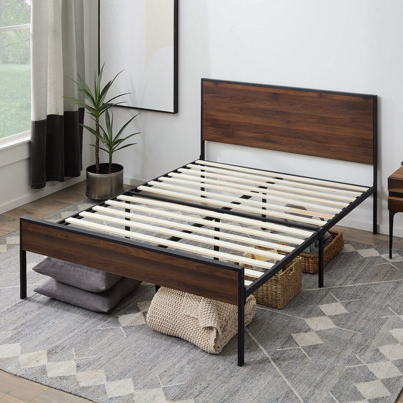 Edenbrook Carson Metal And Wood Platform Bed, King, White Oak