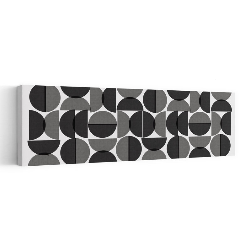 Art mural contemporain géométrique abstrait à motif de cercle monochrome, H 36 po x l 12 po
