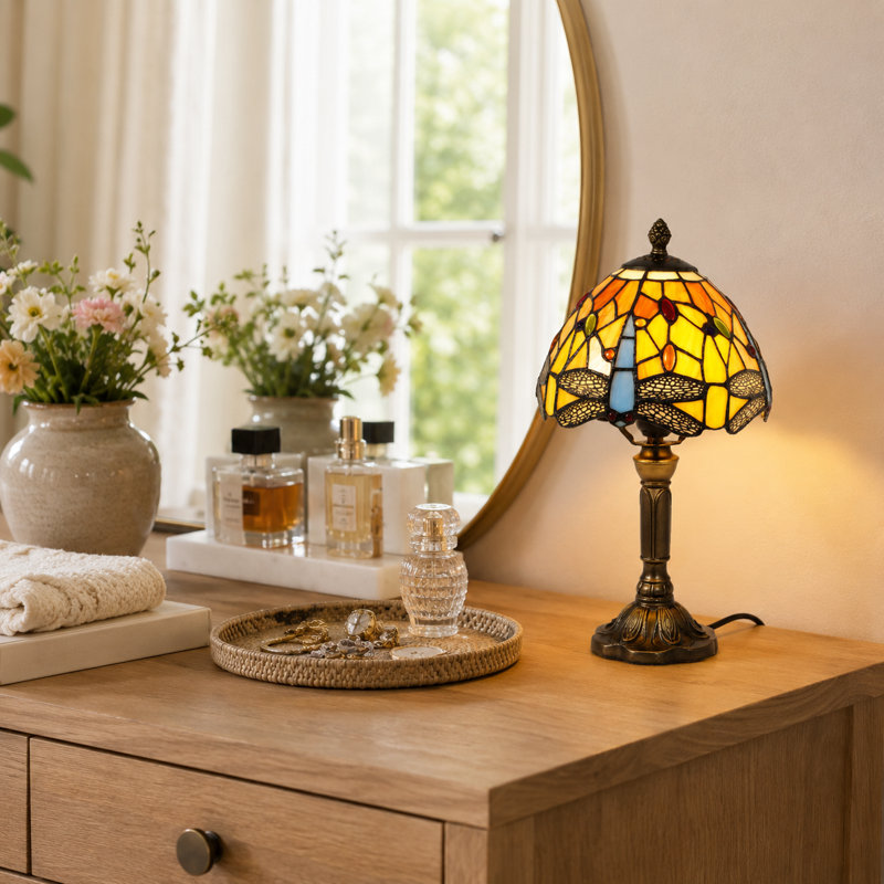 14" Tiffany Style Dragonfly Table Lamp (Bulb Include)