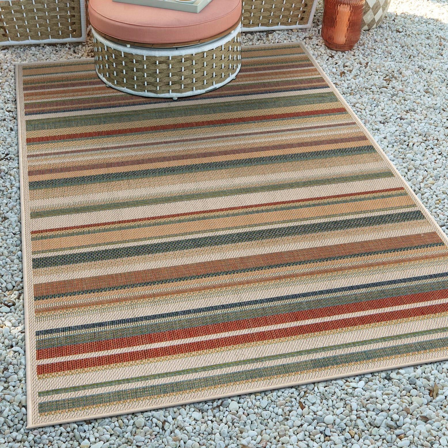 Kendall Geometric Indoor / Outdoor Tan Area Rug Mistana Rug Size: Rectangle 4' x 6