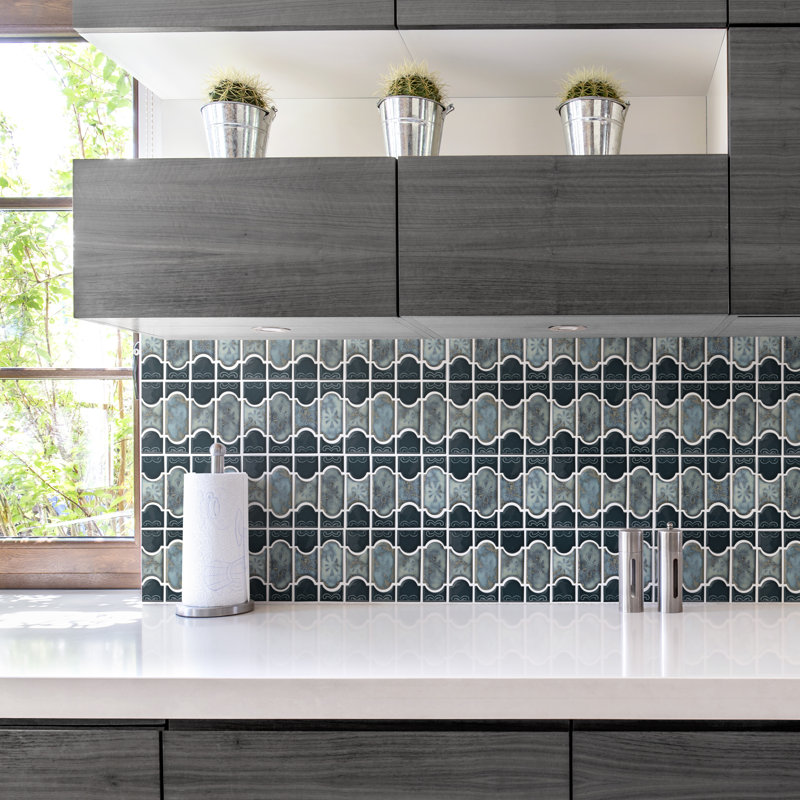Montego Porcelain Mosaic Tile in Blue/Green/Beige