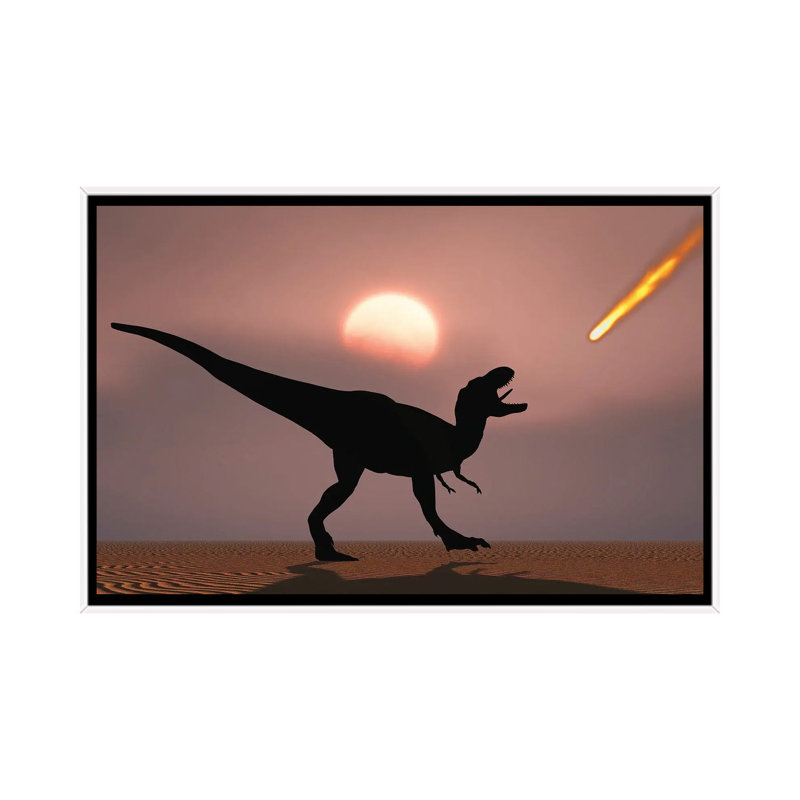 A Lone T-Rex Watches A Falling Asteroid That Will Bring About The Extinction Of All Dinosaurs by Mark Stevenson - Print on Canvas