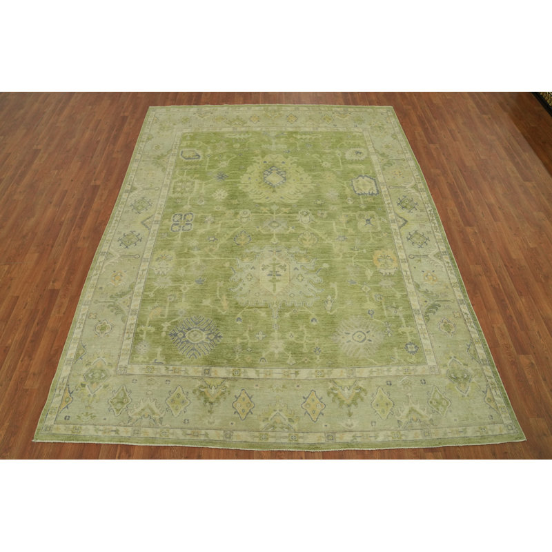 Handmade Green Oushak Vegetable Dye Area Rug 8x10