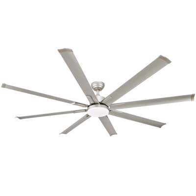 72" 8 - Blade Aluminum LED Ceiling Fan with Dimmable Light and Remote