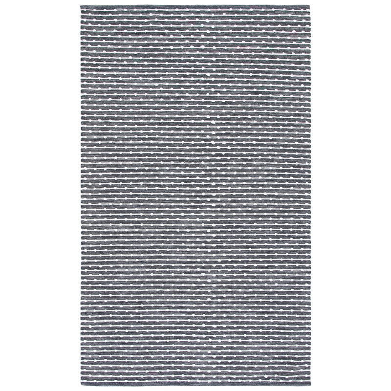 Tapis gris / ivoire en coton tissé à plat Montauk, Rectangle 5 pi x 8 pi