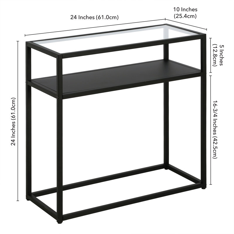 Ada Blackened Bronze Metal & Glass Rectangular Side Table