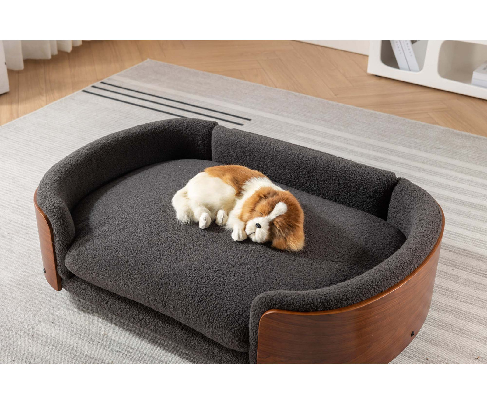 Inira Pet Bed, 9.84" H x 26.38" W x 16.14" D, Dark Gray/Brown
