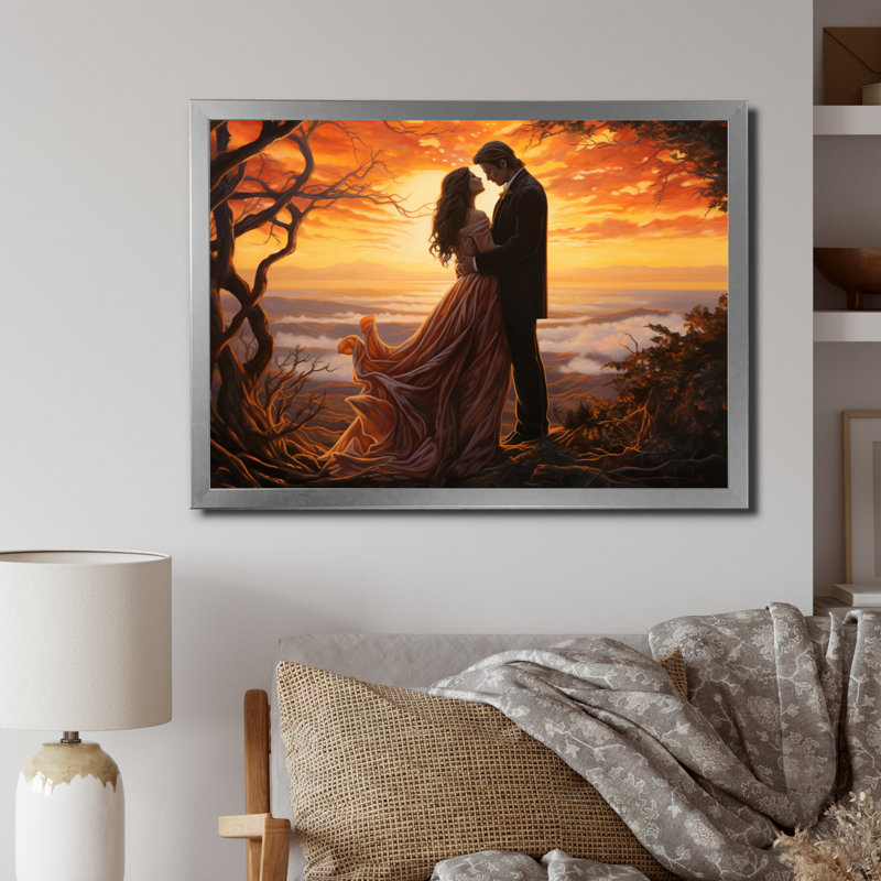 «Bethen Romantic Couple Landscape Luminous Embrace V», reproduction sur toile, H 34 po x l 44 po x P 1,5 po