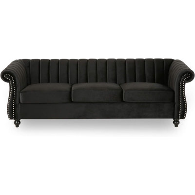 Praylee 84'' Velvet Rolled Arms Chesterfield Sofa -  Mercer41, 231734A8147244C7A0487A6679C70C95