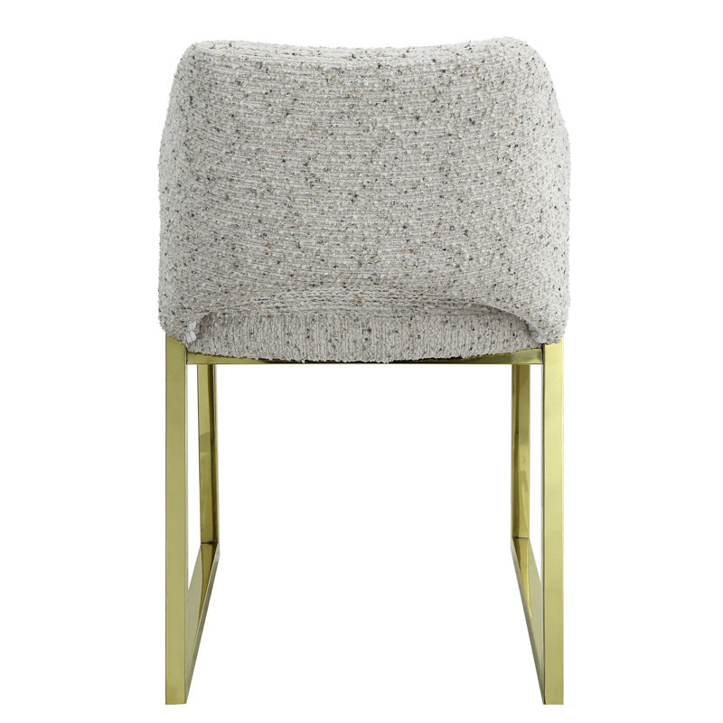 Two Upholstered Side Chairs With Stainless Steel Legs