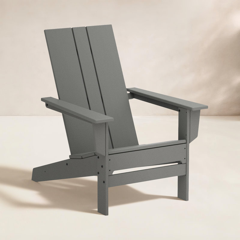 Lanai 28.7" W High-Density Polyethylene Adirondack Chair, Slate Gray