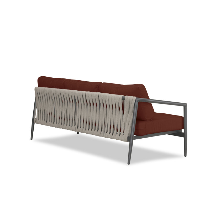 Delaine 83.25'' Wide Powder Coated Aluminum Patio Sofa with Cushions, Canvas Heather Beige Sunbrella® Canvas, Slate