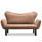 Light Brown 2-Seat Sofa Bed, 59.1 x 27.6 x 29.5 inches | 100% Metal Frame, Easy Clean Cotton-Lined Polyester Knit Fabric | 200 lbs Capacity, Multi-Position Arms, Scratch-Resistant Electrostatic Black Paint | Perfect for Small Spaces