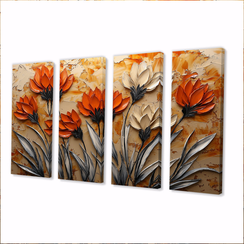 Burcott - Thistle Wall Art - ensemble d'art mural traditionnel 4 pièces, H 28 po x l 48 po
