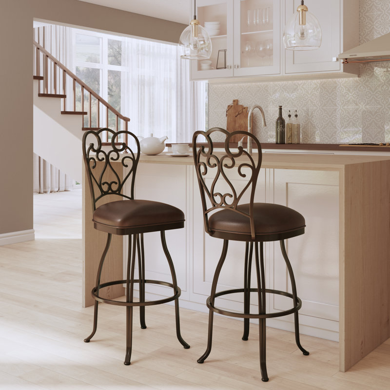 Belding Swivel Upholstered Counter Stool with Metal Frame, Counter Stool (26” Seat Height)
