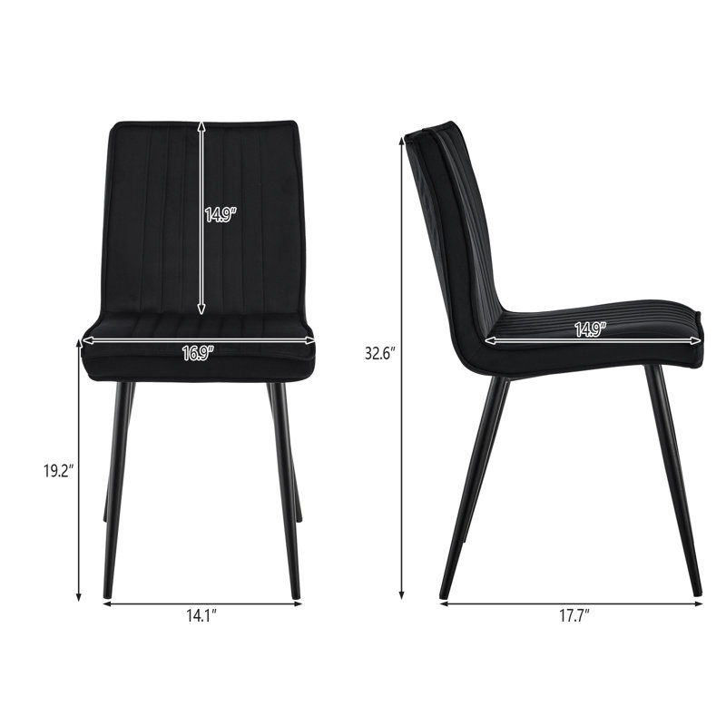 Tys 49cm H Fabric Upholstered Metal Side Chair, Black