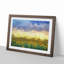 Flock of Birds Above Sunflowers in Abstract - Picture Frame Graphic Art Print-55730886-55730882