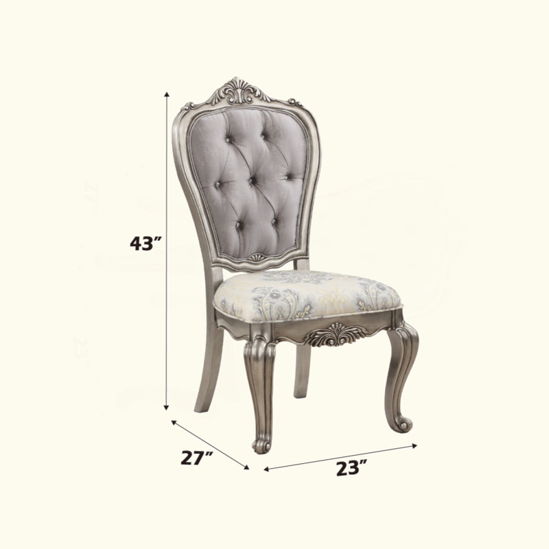 Ensemble de 2 chaises d'appoint Ariadne en velours et finition platine antique
