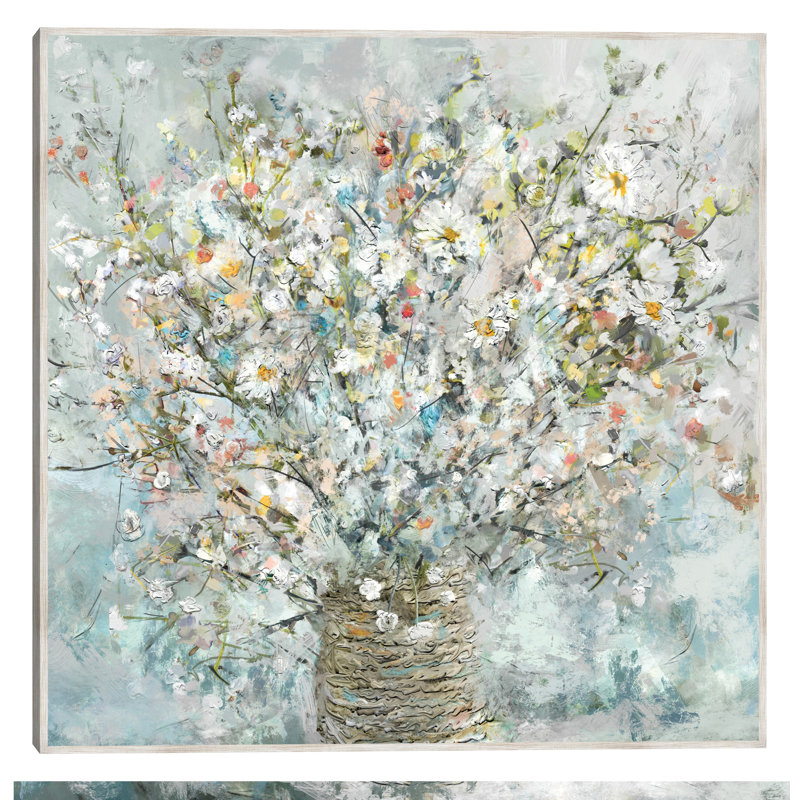 Large Floral Canvas Art Print with Barnwood Frame