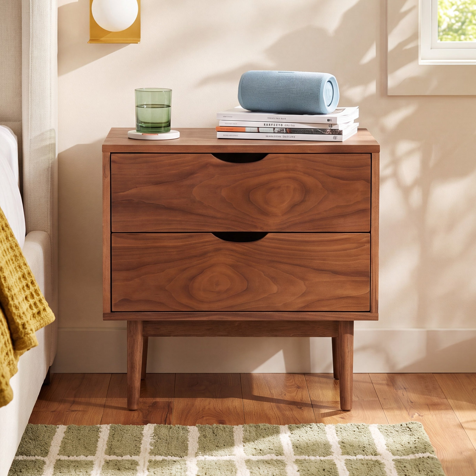 Indra Oak Nightstand, Walnut