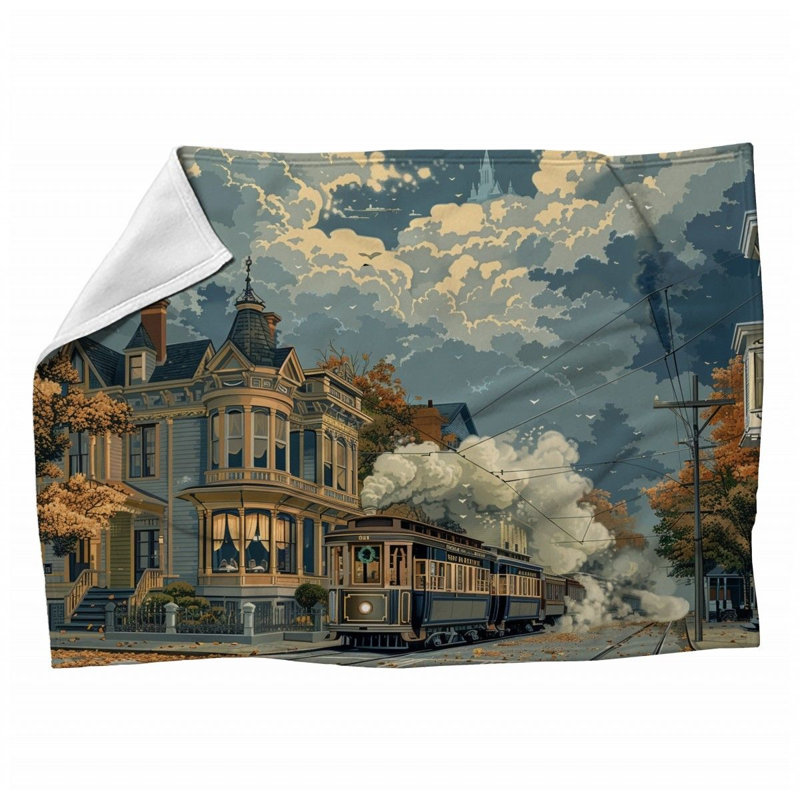 Streetcar Machine Printed Throw Blanket, Queen