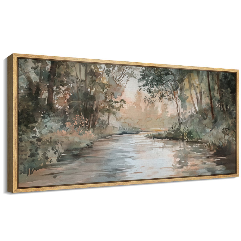 Art orangé vert, photos de paysage de forêt, impression numérique sur toile, art numérique, Naturel, H 30 po x l 60 po