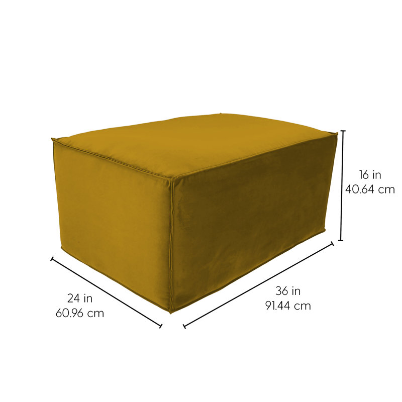 Microfiber & Vinyl Overstuffed 36" x 24" Rectangle Ottoman, 16"H, Dijon