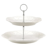 French Perle White 2-Tiered Server