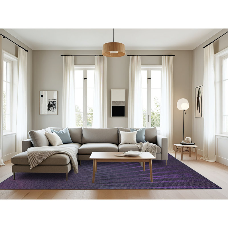 Tapis noir/zone mauve à motifs, Rectangle 8 pi x 10 pi