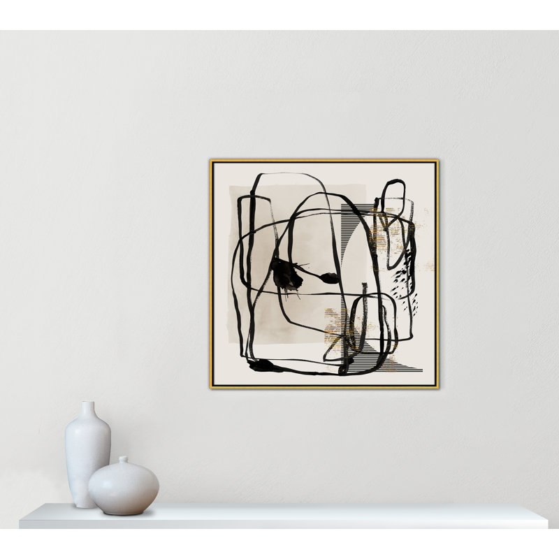 «Blot I» par Isabelle Z, L 37,5 po x H 37,5 po, Toile avec cadre, Flotteur doré
