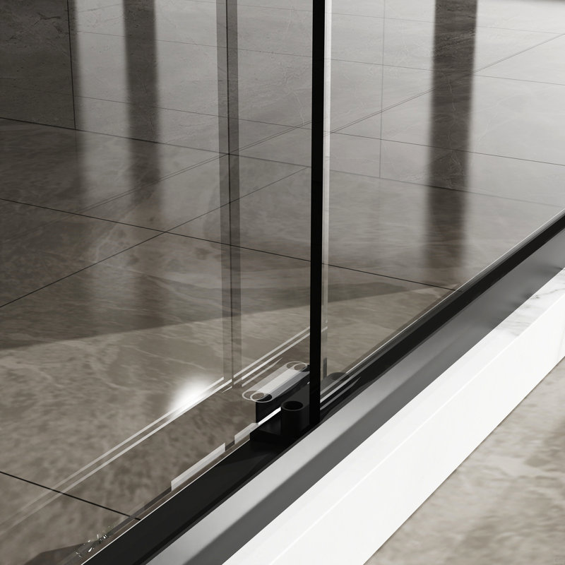 Double Sliding Glass Shower Door 48 In. W X 72 In. H Aluminum Framed Shower Enclosure With SGCC Clear Tempered Glass, Stainless Steel Hardware