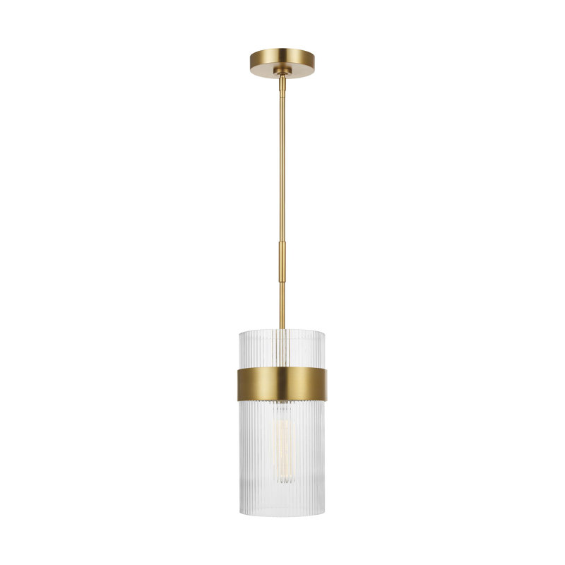 Geneva 1 - Light Pendant, 13.75" H x 7" W x 7" D, Burnished Brass