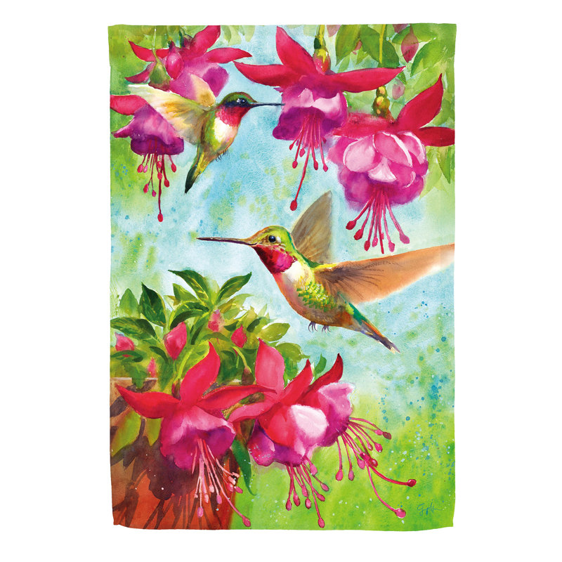 Drapeau de maison en suède colibri fuchsia