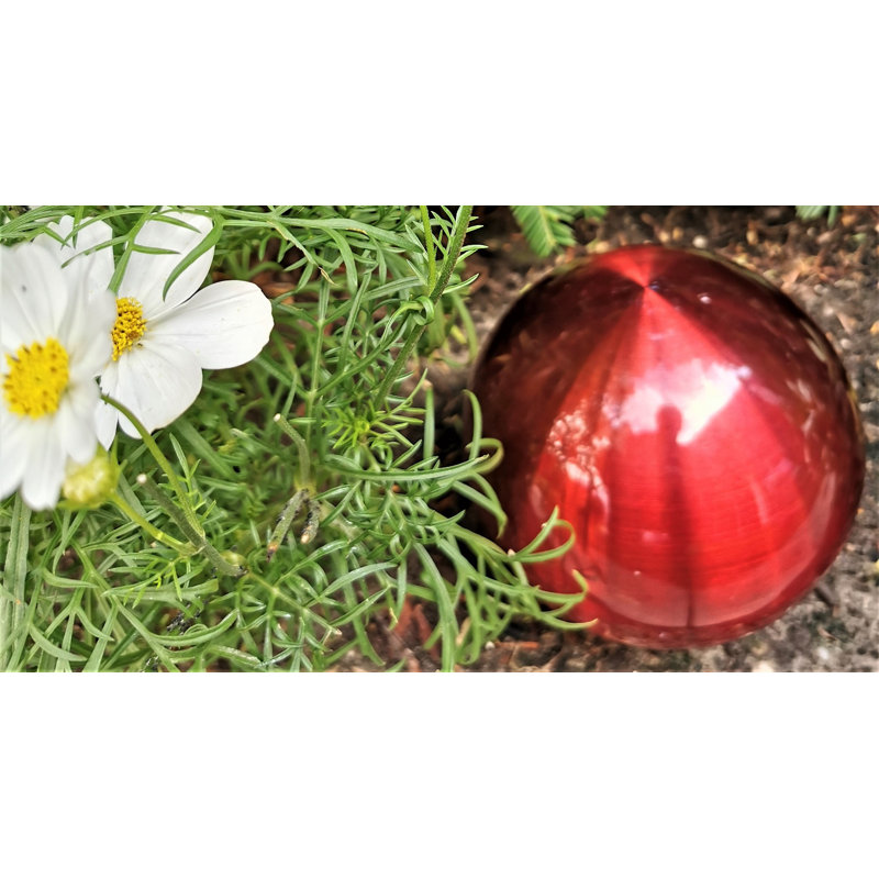 Chalyce Stainless Steel Gazing Ball, 20cm H x 20cm W x 20cm D, White/Opaline