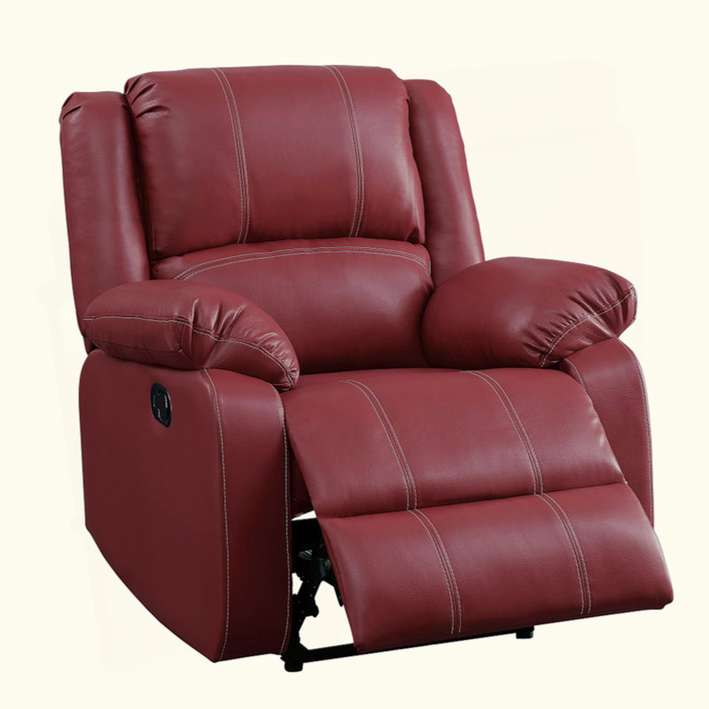 Hagar Upholstered Motion Recliner with USB Port, Dark Red, Manual