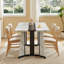 Grande table de salle à manger rectangulaire 70,9 ", grand bureau imperméable en grain de marbre pour 8 personnes, table de salle à manger familiale de luxe avec pieds réglables pour la cuisine, le salon, le bureau, blanc